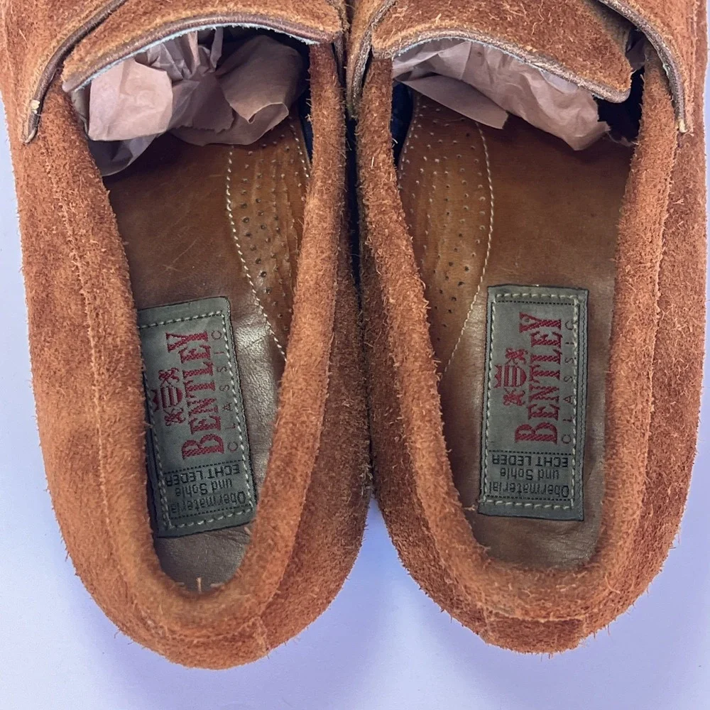VTG Italian Suede Penny Loafers Mens 43 US 10 Brown Shaggy Handmade Nardi